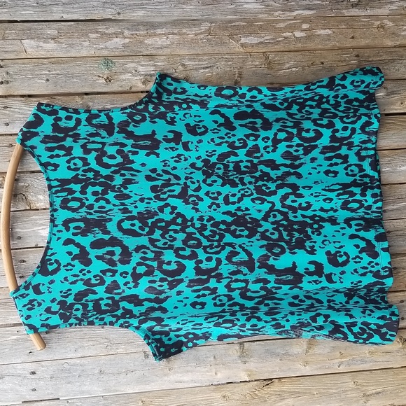 FANCY SEQUIN Size 1X ANIMAL PRINT Turquoise JOAN RIVERS SLEEVELESS PARTY TOP - Picture 9 of 14